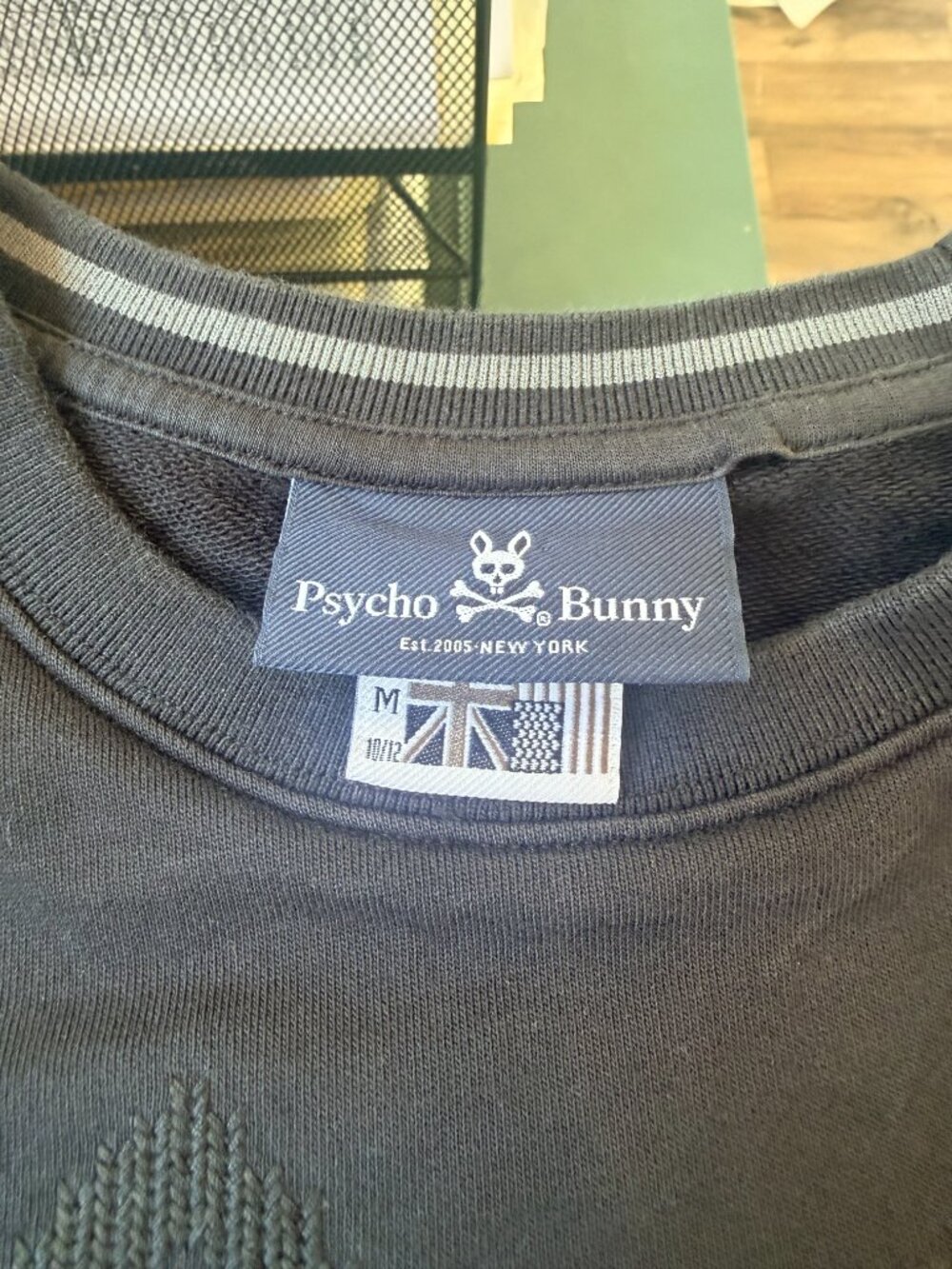 Psycho Bunny Kids Black Tonal Embroidered Skull Logo Crewneck Sweatshirt Size M